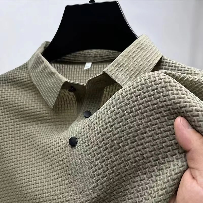 Studio Textured Quarter-Button Polo