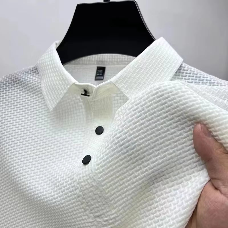 Studio Textured Quarter-Button Polo