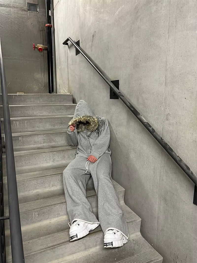 Winter Y2K Fur Zip-Up Hoodies