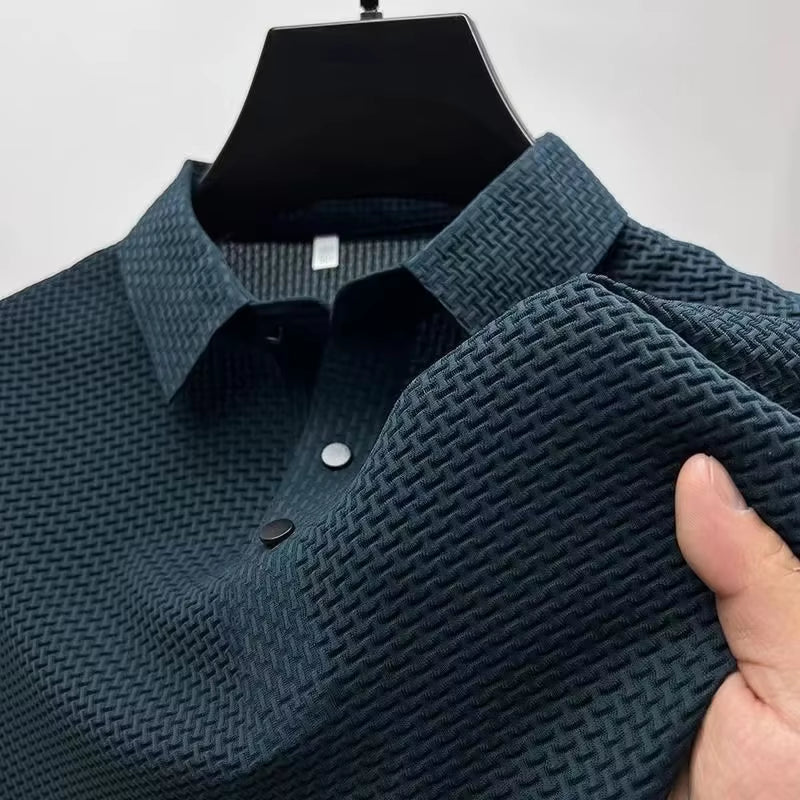 Studio Textured Quarter-Button Polo