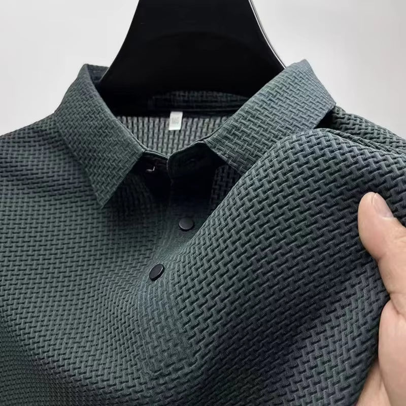 Studio Textured Quarter-Button Polo