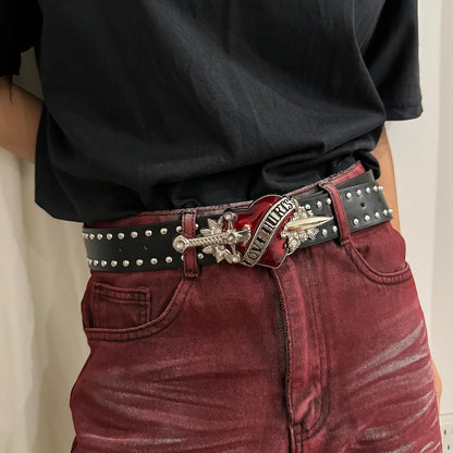 Y2K Heart & Dagger Studded Belt