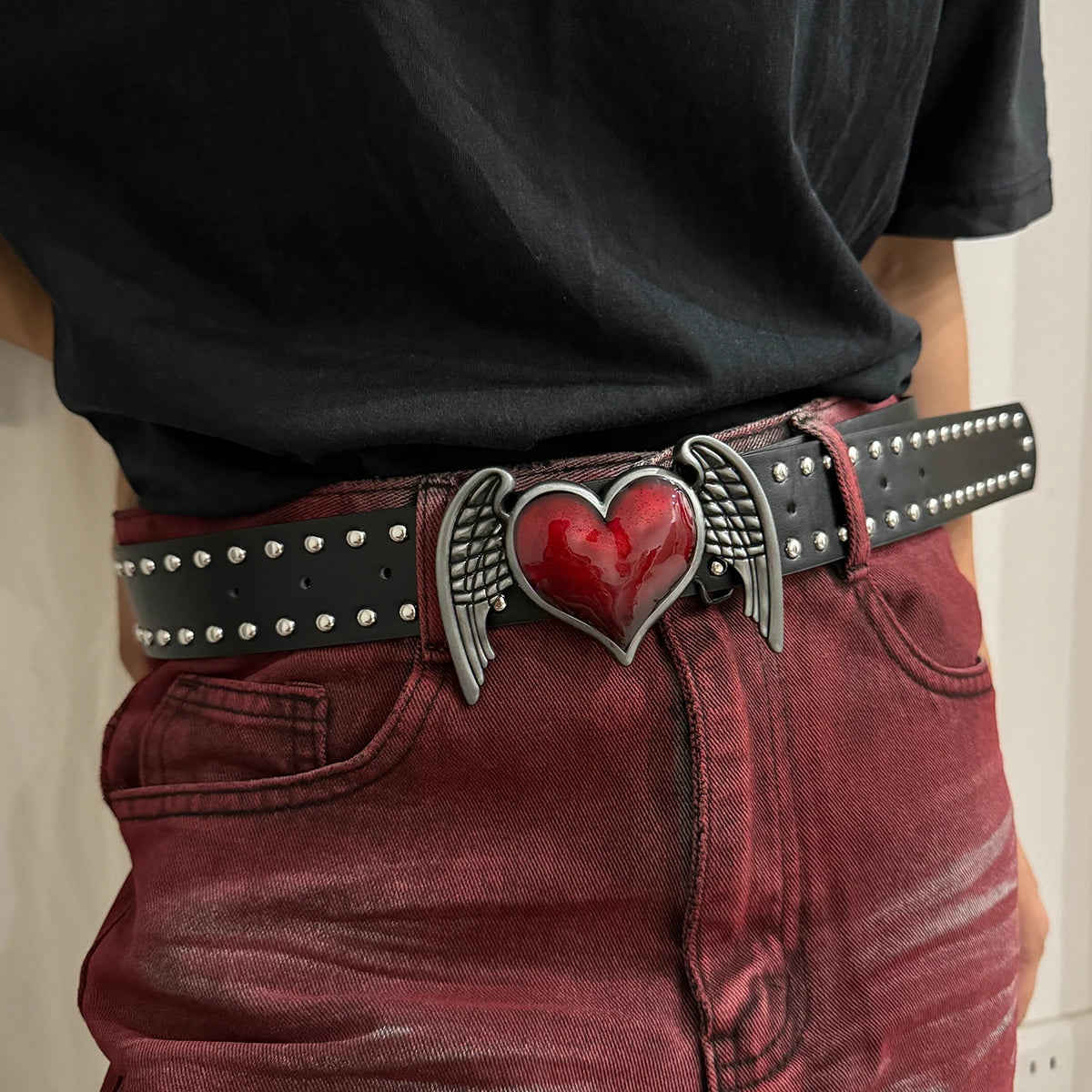 Y2K Heart & Dagger Studded Belt