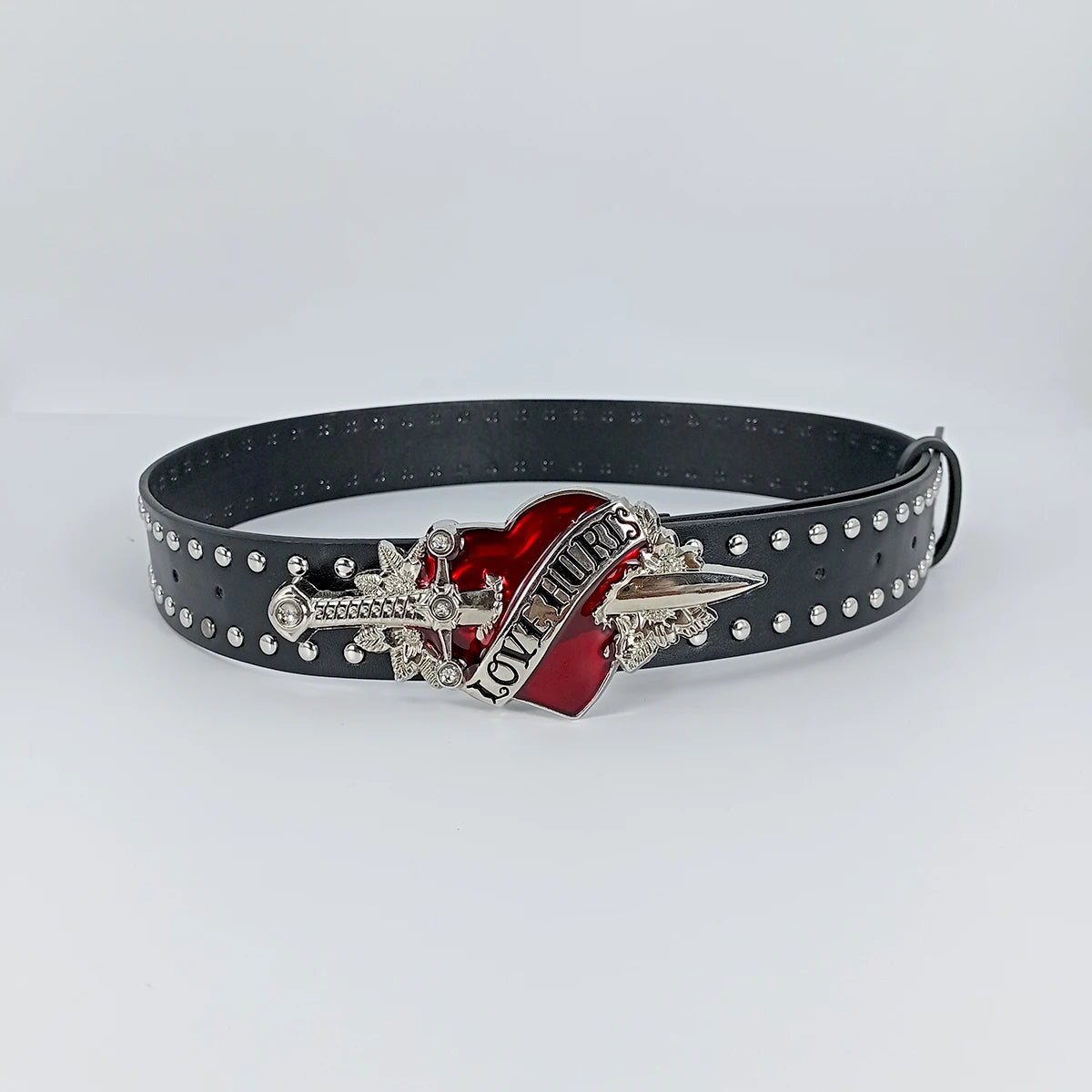 Y2K Heart & Dagger Studded Belt