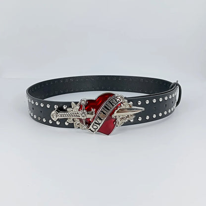 Y2K Heart & Dagger Studded Belt